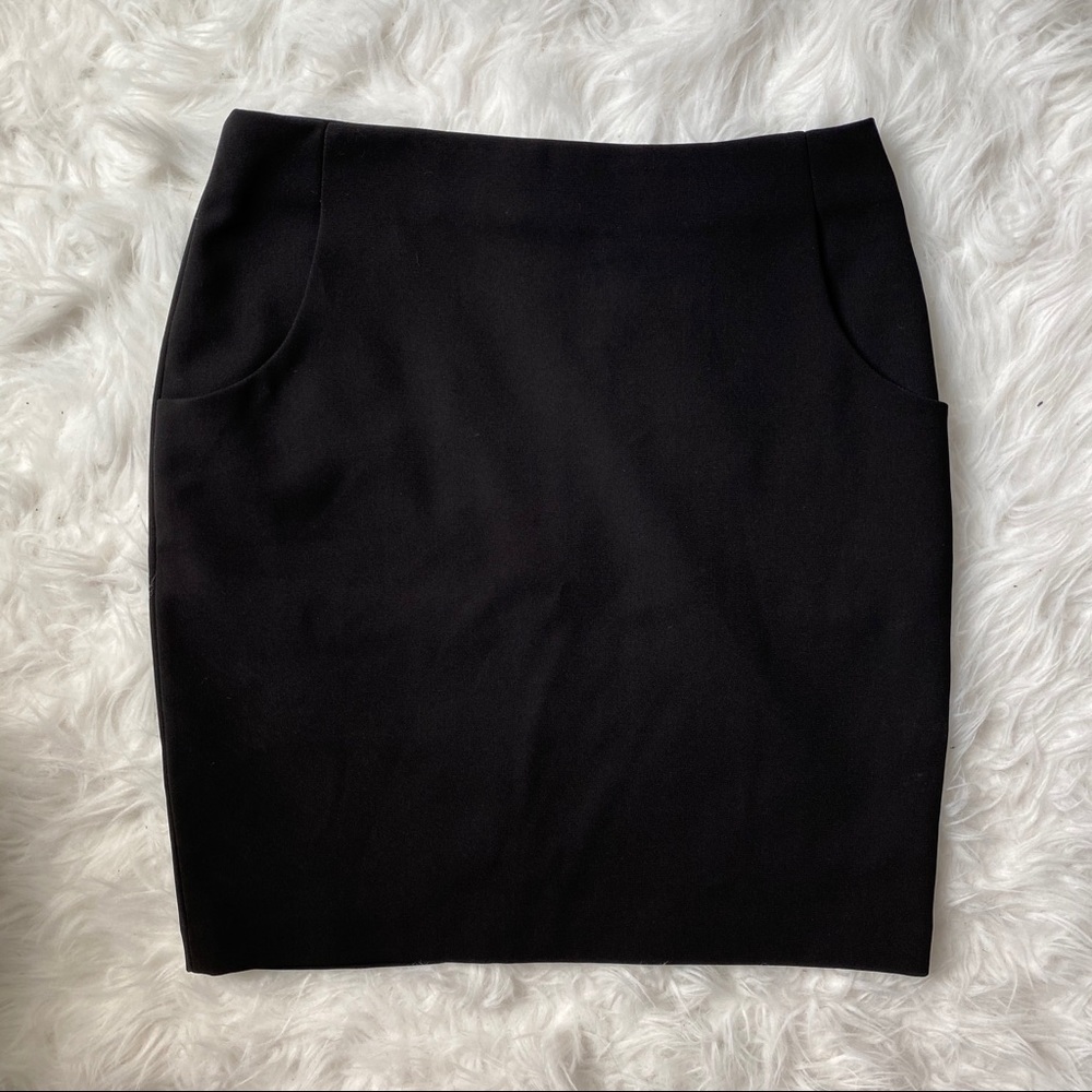 Black Mini Skirt with Pockets Tailored Lined